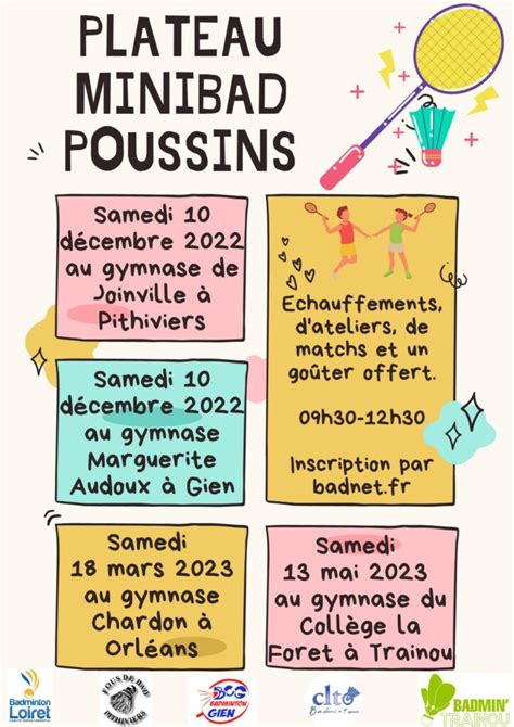 Plateau Minibad Poussins Badminton Loiret