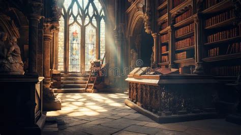 Library Blurred Medieval Castle Interior Stock Illustration - Illustration of ambiance, heritage ...