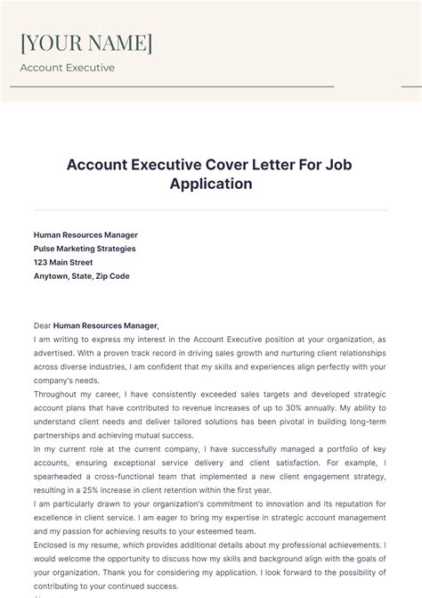 Account Executive Cover Letter For Job Application Edit Online