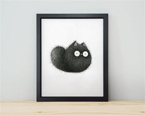 Fluffball Cat Hand Drawn Cartoon Illustration Portrait - Etsy