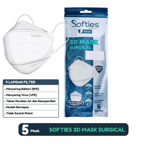 Jual Masker Softies Surgical D Mask Ply Kf Sachet Isi Original