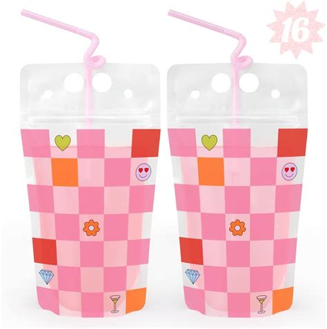 Amazon Xo Fetti Pink Checkered Drink Pouches 16 Count