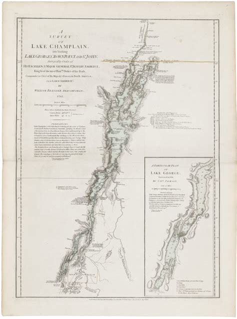 Important Revolutionary War Era Map Of Lake Champlain And Lake George