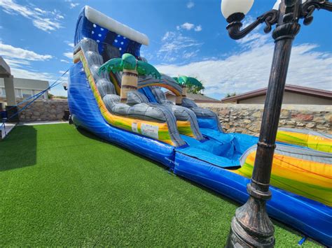 18 Ft Caribean Single Lane Wet Dry Slide Los Peques Party Rentals El