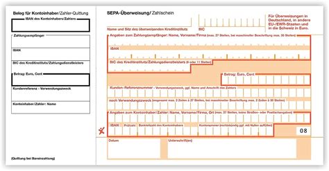 X Sepa Berweisung Zahlschein Din Lang Einzeln Fach Ohne