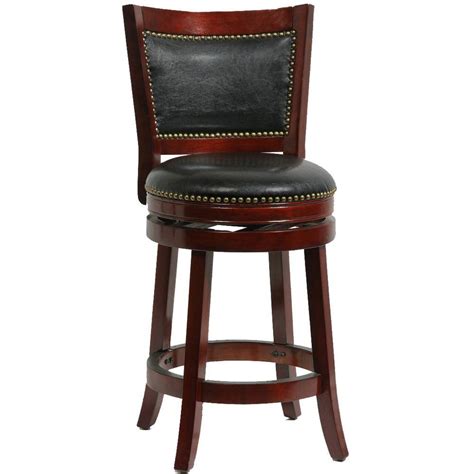 Boraam Bristol 24 in. Cherry Swivel Cushioned Bar Stool-42924 - The ...