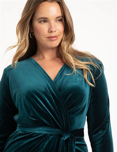 Velvet Wrap Dress With Tie Women S Plus Size Dresses ELOQUII Trendy