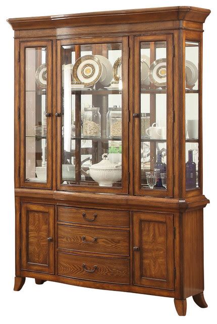 Homelegance Keegan Ii Buffet And Hutch In Warm Oak Contemporary