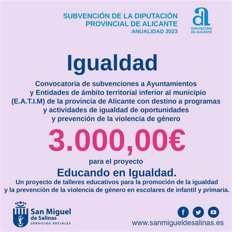 SUBVENCIONES Talleres Educando En Igualdad Ayuntamiento De San