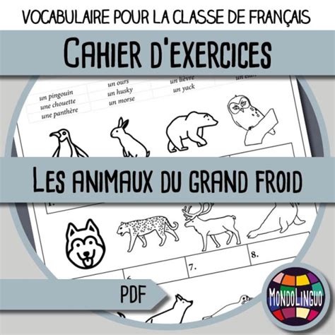 Cahier D Exercices De Vocabulaire Animaux Froid