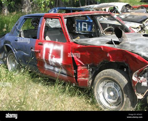 Wrecked Race Cars Stock Photo - Alamy