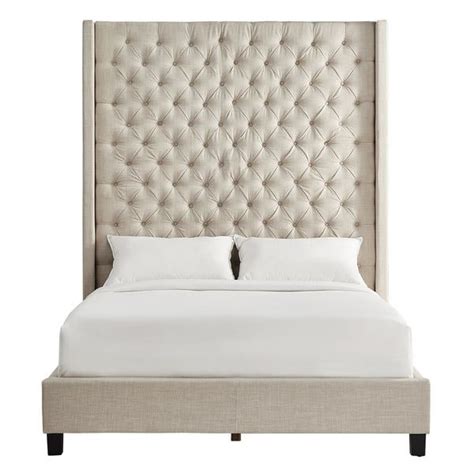 Naples Wingback Button Tufted 84 Inch High Headboard Bed By INSPIRE Q