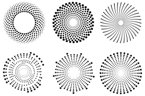 Cercles noirs circulaires demi teintes de points Ornement géométrique