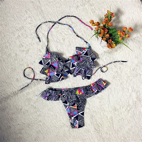 Bikini Plaid Printed Swimwear On Luulla