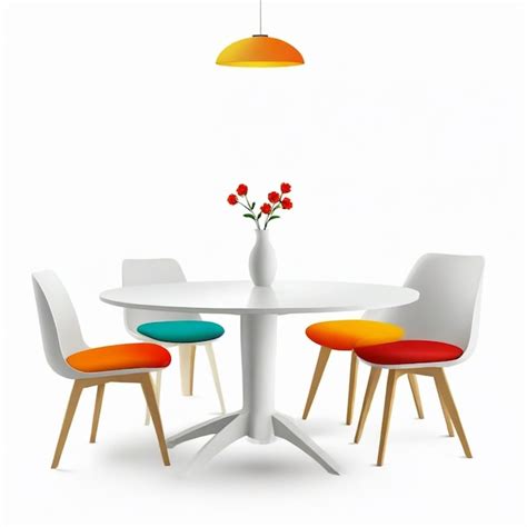 Dining Table And Chairs Vector Set White Background Isolated A High Qua