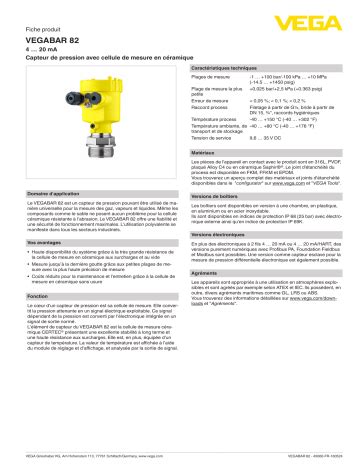 Vega Vegabar Pressure Transmitter With Ceramic Measuring Cell