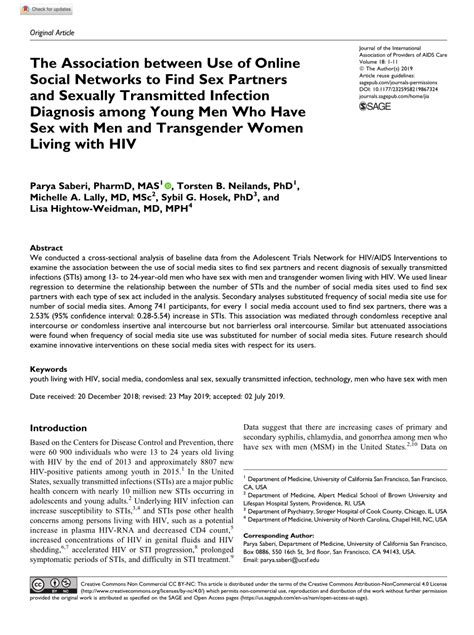 Pdf The Association Between Use Of Online Social Networks To Find Sex Partners And Sexually