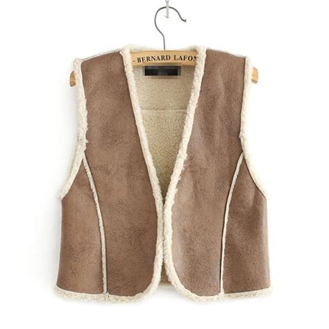 2015 Fashion Suede Vest Women High Quality Faux Fur Lining Thicken Short Sleeveless Jacket For