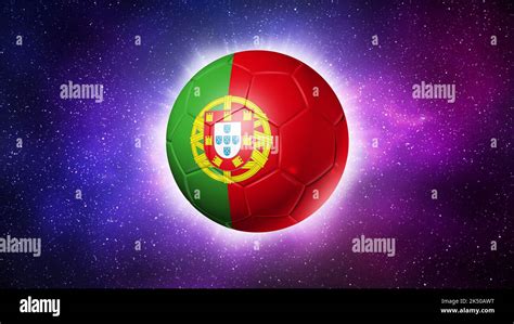 3D soccer ball with Portugal team flag, football 2022. Space background. Illustration Stock ...