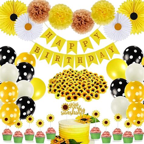 Buy Golray Sunflower Birthday Party Decorations Supplies Kit With 24