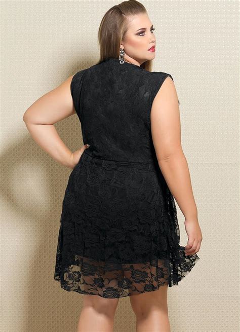 Vestido Em Renda Plus Size Preto Posthaus