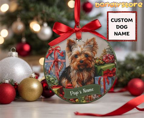 Personalized Yorkie Christmas Ornament Custom Name Yorkie Ornament