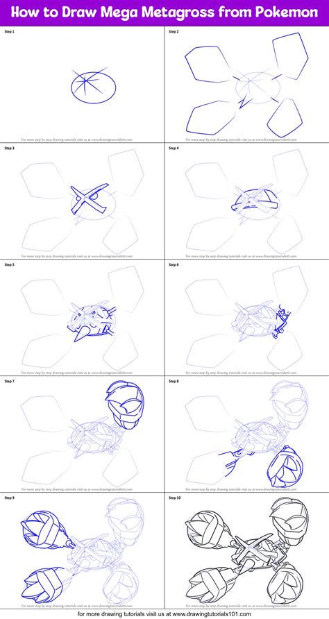 How To Draw Mega Metagross From Pokemon Pokemon Step By Step