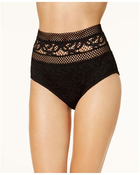 Becca High Waist Crochet Bikini Bottoms In Black Lyst