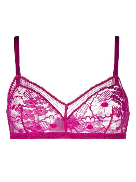 Eres Royal Lace Triangle Bra Pink Farfetch