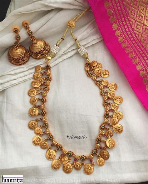 Matt Finish Coin Necklace From Tvameva South India Jewels