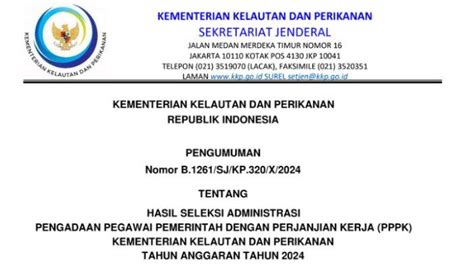 Seleksi Administrasi Pppk Kkp Diumumkan Berikut Link Daftar Nama