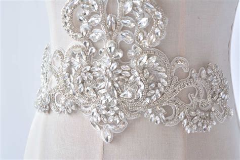 Bodice Rhinestone Applique Heavy Beads Motif Diamante Lace Etsy