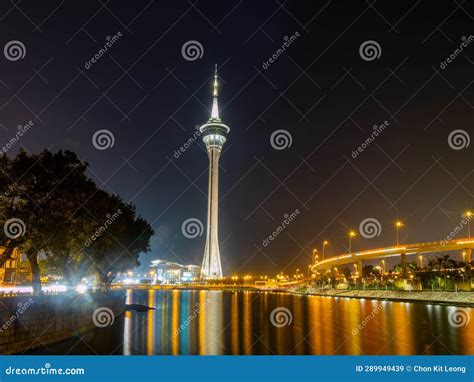 Night View of the Macau Tower Stock Image - Image of dark, view: 289949439