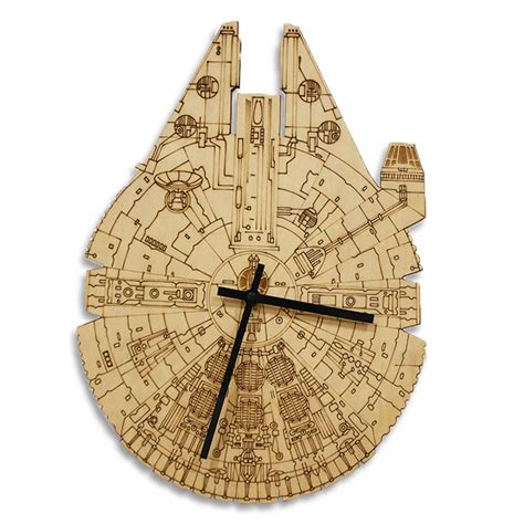 Millennium Falcon Artisan Laser Engraved Wooden Clock For Cinema