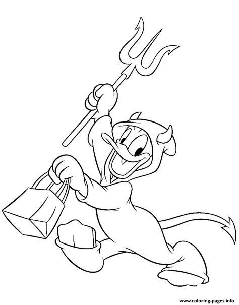 Donald Duck Trick Or Treating Disney Halloween Coloring Page Printable