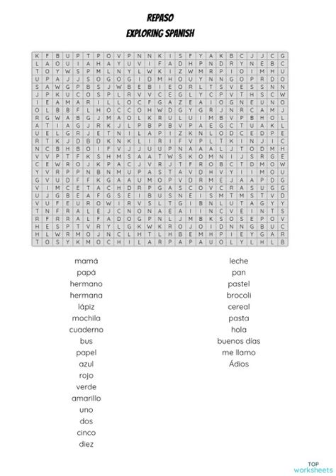 Repaso Wordsearch Ficha Interactiva Topworksheets