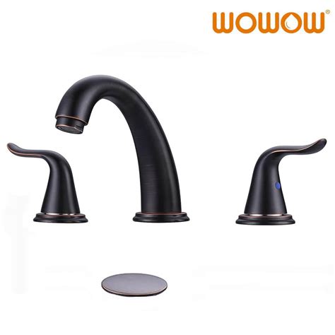 Wowow 3 Hole Widespread Oil Rubbed Bronze Bathroom Sink Faucet With Pop Up Drain And Supply Hose