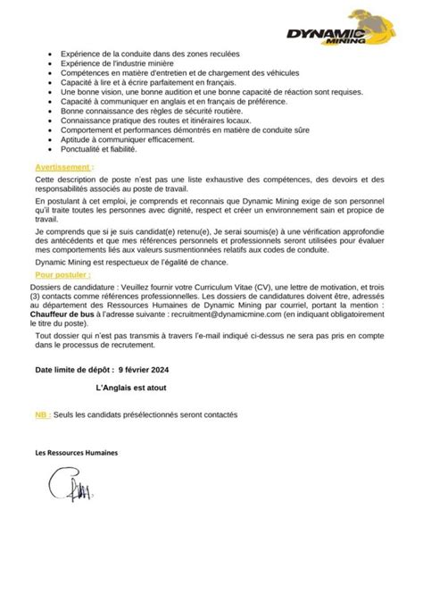 DYNAMIC MINING RECRUTE CHAUFFEUR DE BUS H F Y A Bara Offres D