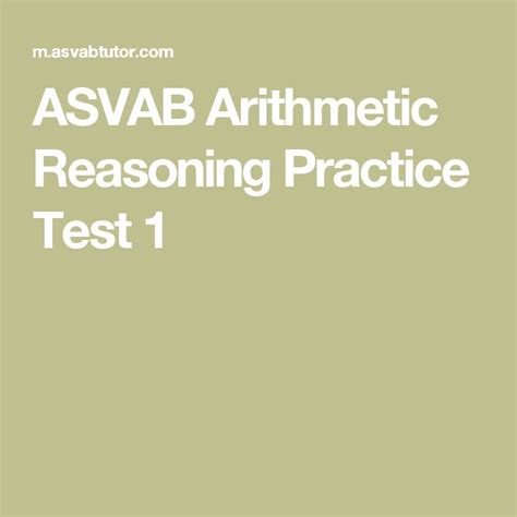 ASVAB Arithmetic Reasoning Practice Test 1 Reasoning Test Practice