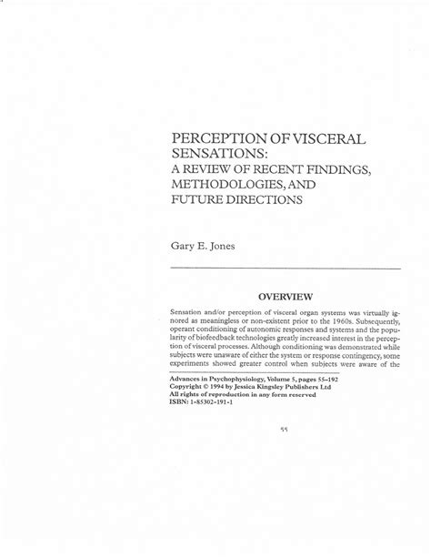 Pdf Perception Of Visceral Sensations Book Chapter