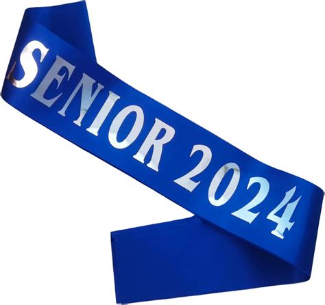 Senior 2024 Banda Azul Real Finalmente Graduada Con Letras Plateadas