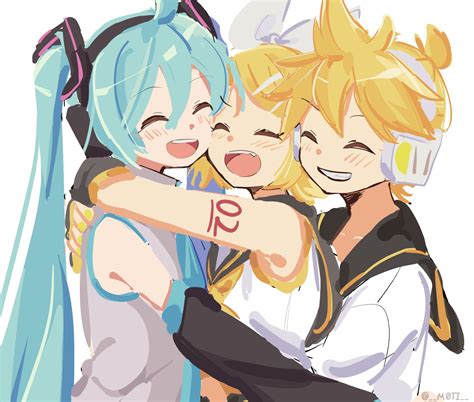 Hatsune Miku Kagamine Rin And Kagamine Len Vocaloid Drawn By M0ti