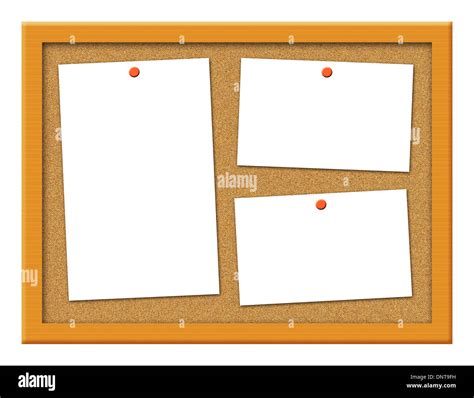 Cork Board Bulletin Board Illustration With Blank Tacked Note Paper