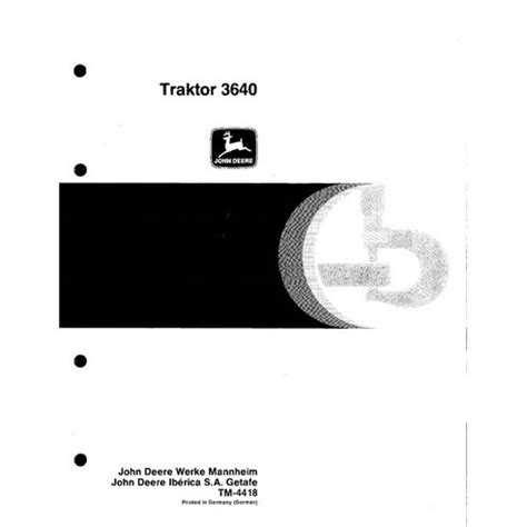 Manuel technique de réparation du tracteur John Deere 3640 au format PDF DE