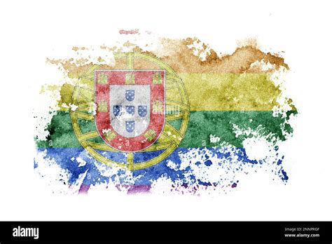 Portugal Portuguese Gay Pride Flag Background Painted On White Paper