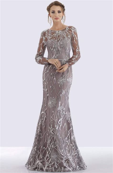 Feriani Couture Illusion Long Sleeves Mermaid Dress In