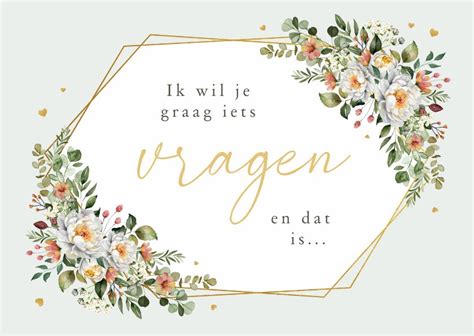 Getuige Trouwkaart Romantisch Bloemen Stijlvol Kaartje Go