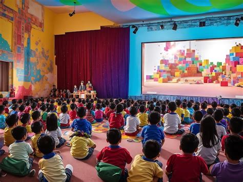 premium ai image  school assembly filled  children sitting