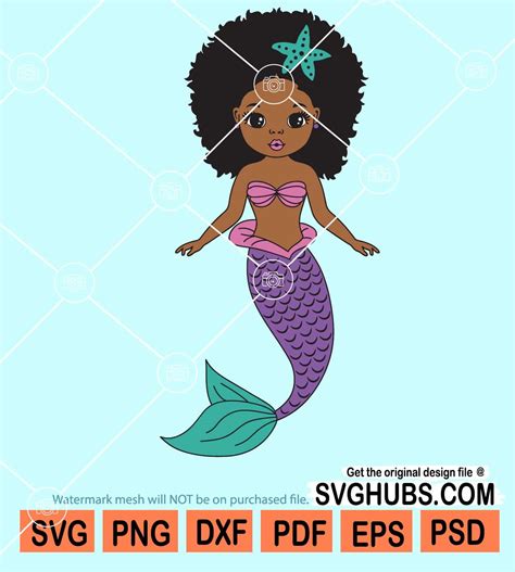 Black mermaid svg, Afro Girls Svg, Ocean Girl svg, Birthday Girl Svg ...