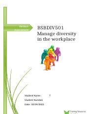 Manage Diversity Written Assessment Docx Written Assessment Bsbdiv